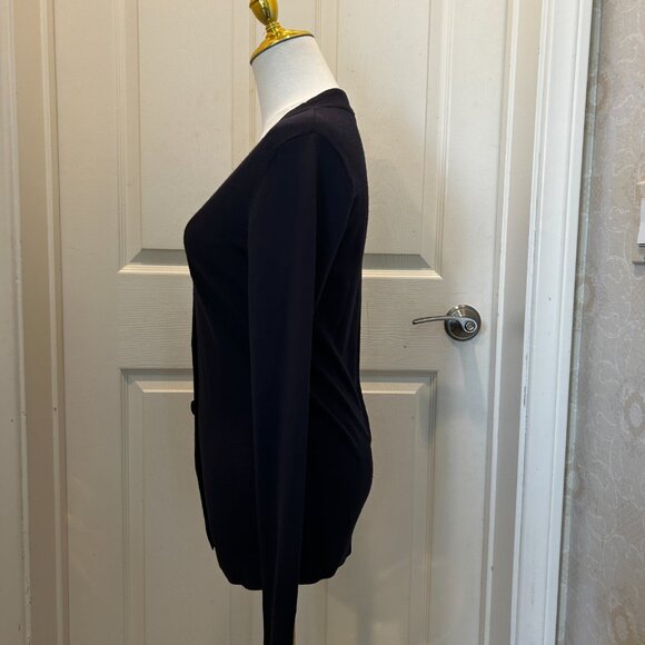 TORY BURCH Navy Blue V Neck Cardigan with Logo Buttons in Women's Size XS - Picture 6 of 12